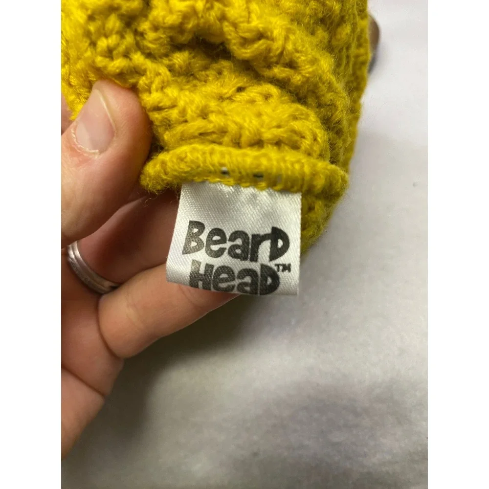 Beard Head‎ Wool Blend Knit Hooded Scarf Mustard Yellow Unisex